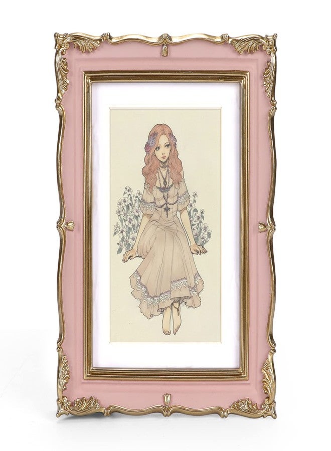 PHAREGE Vintage Picture Frame 5x7 Pink Gold, 5 by 7 Ornate Decorative Antique Frame with Mat for 4x6 Photo, Fancy Matted Frame for Desktop or Wall, Horizontal or Vertical - Image 1
